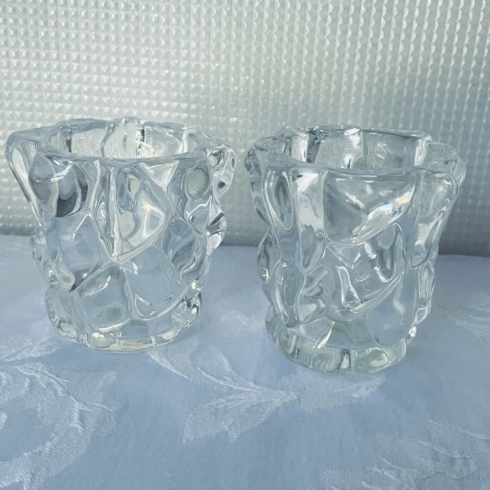 Party Lite Clear Textured Glass Votive Candle Holders - Set of 2
